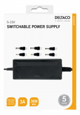 Deltaco 5-15V Switchable Power Supply hos Hages.se